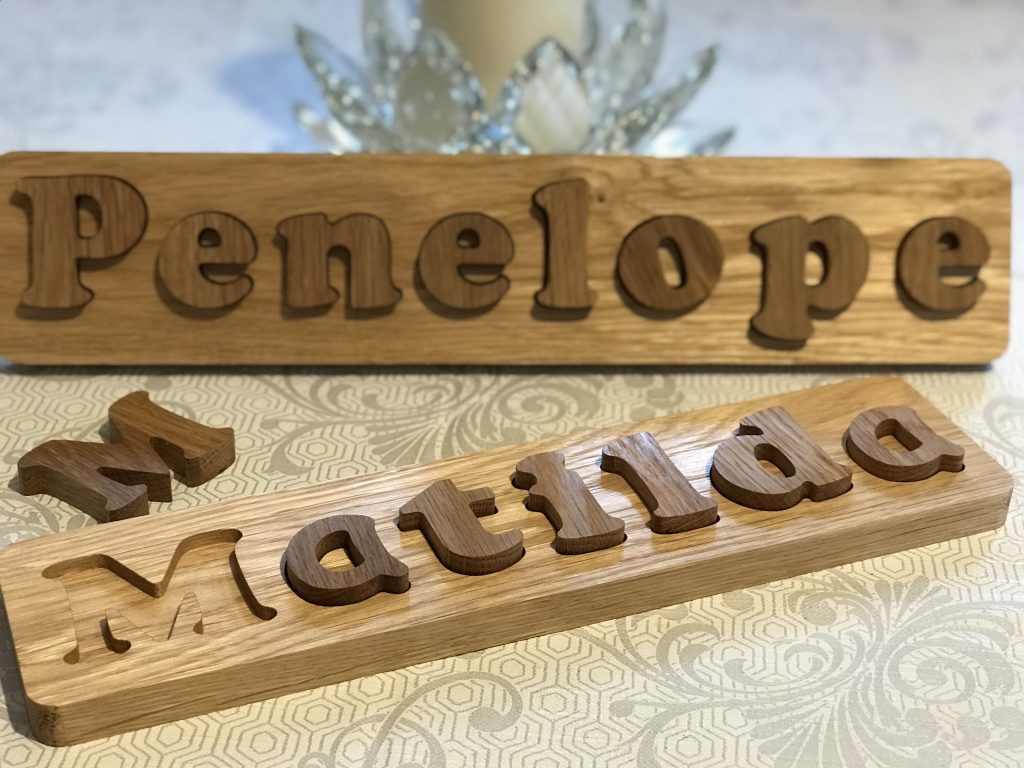 Personalised Wooden Name Puzzle Solid Oak Ashbrook Woodcraft