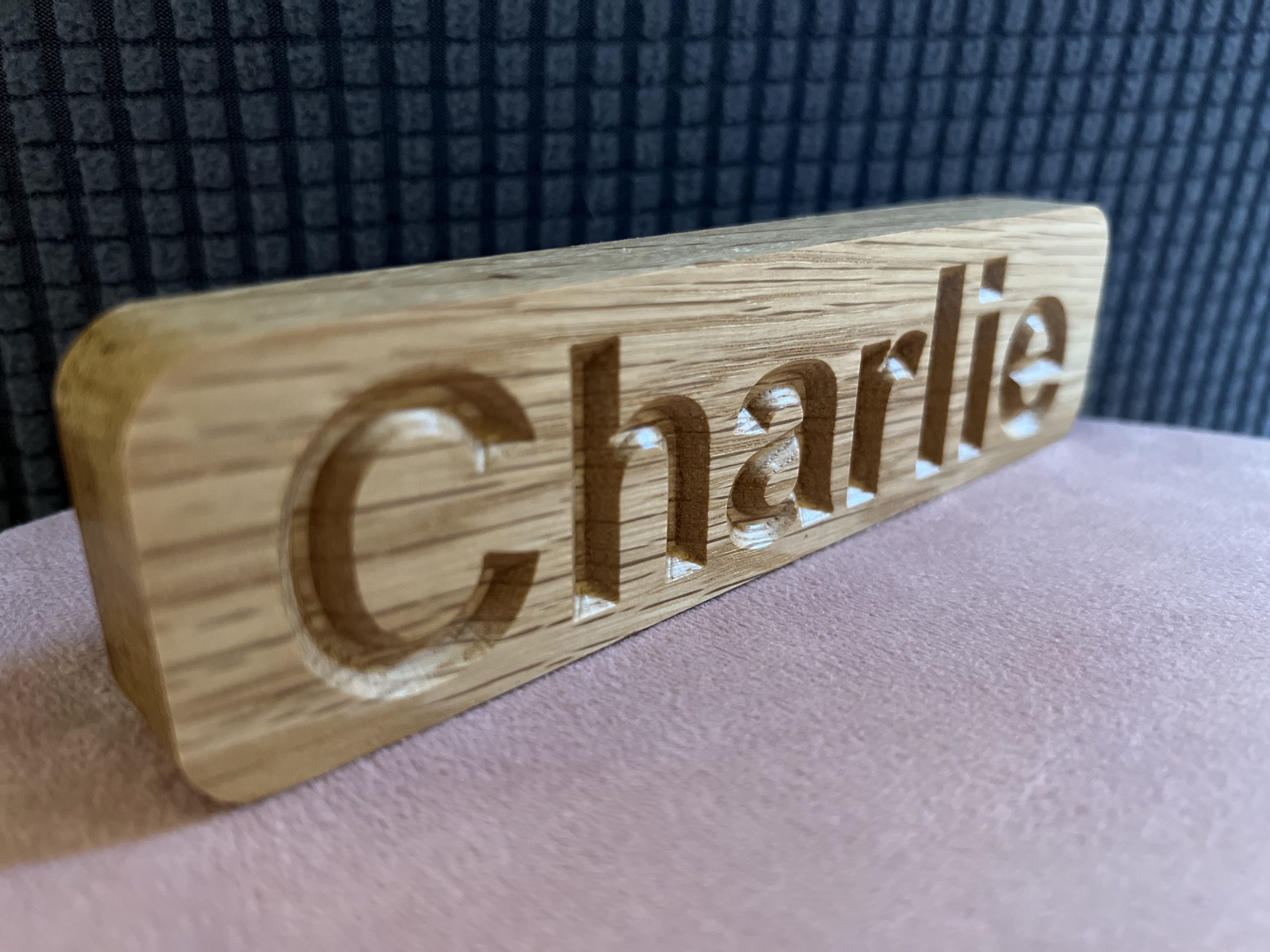 Personalised Wooden Name Board in Solid Oak - Image 5