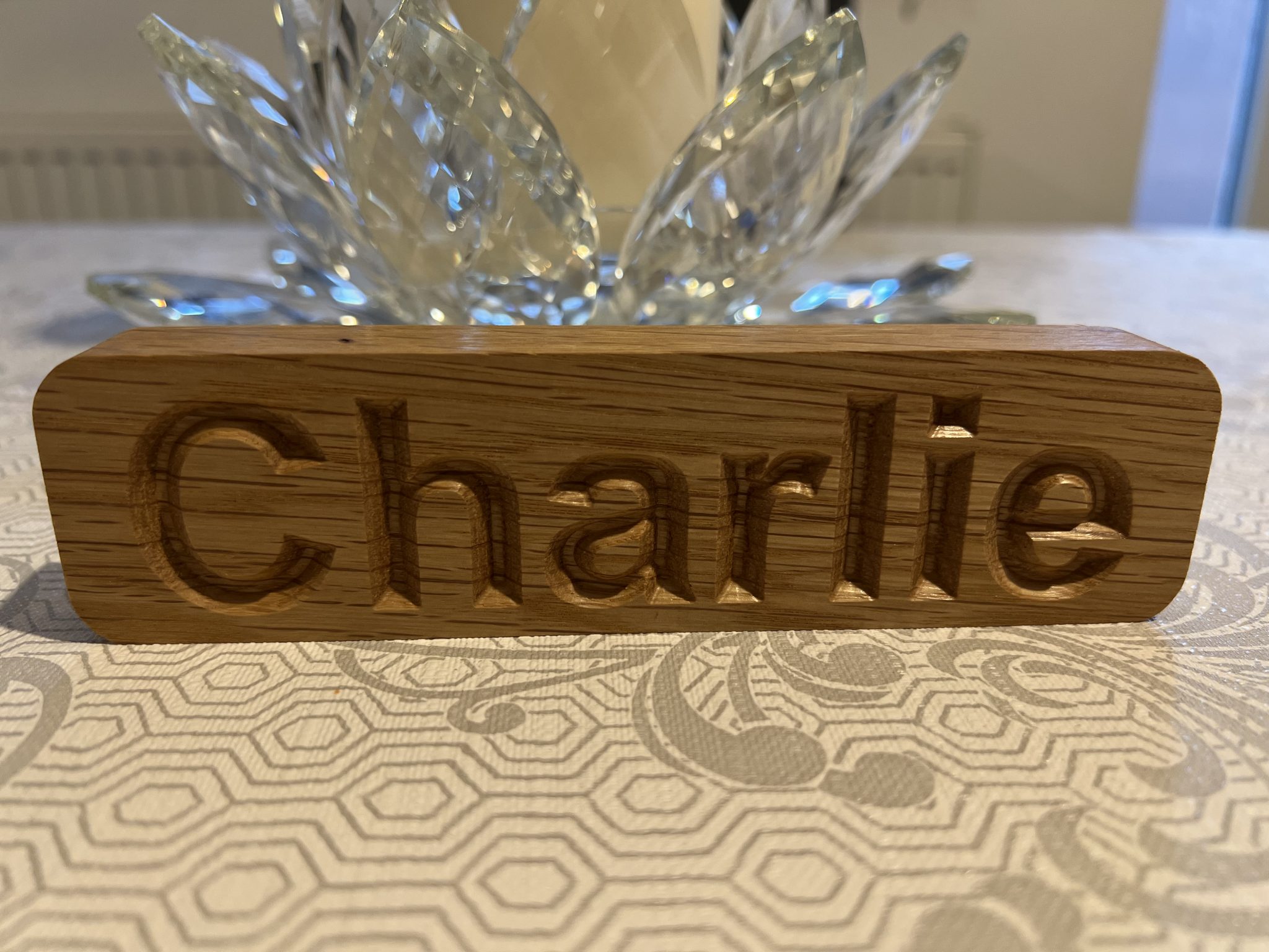 Personalised Wooden Name Board in Solid Oak Ashbrook Woodcraft