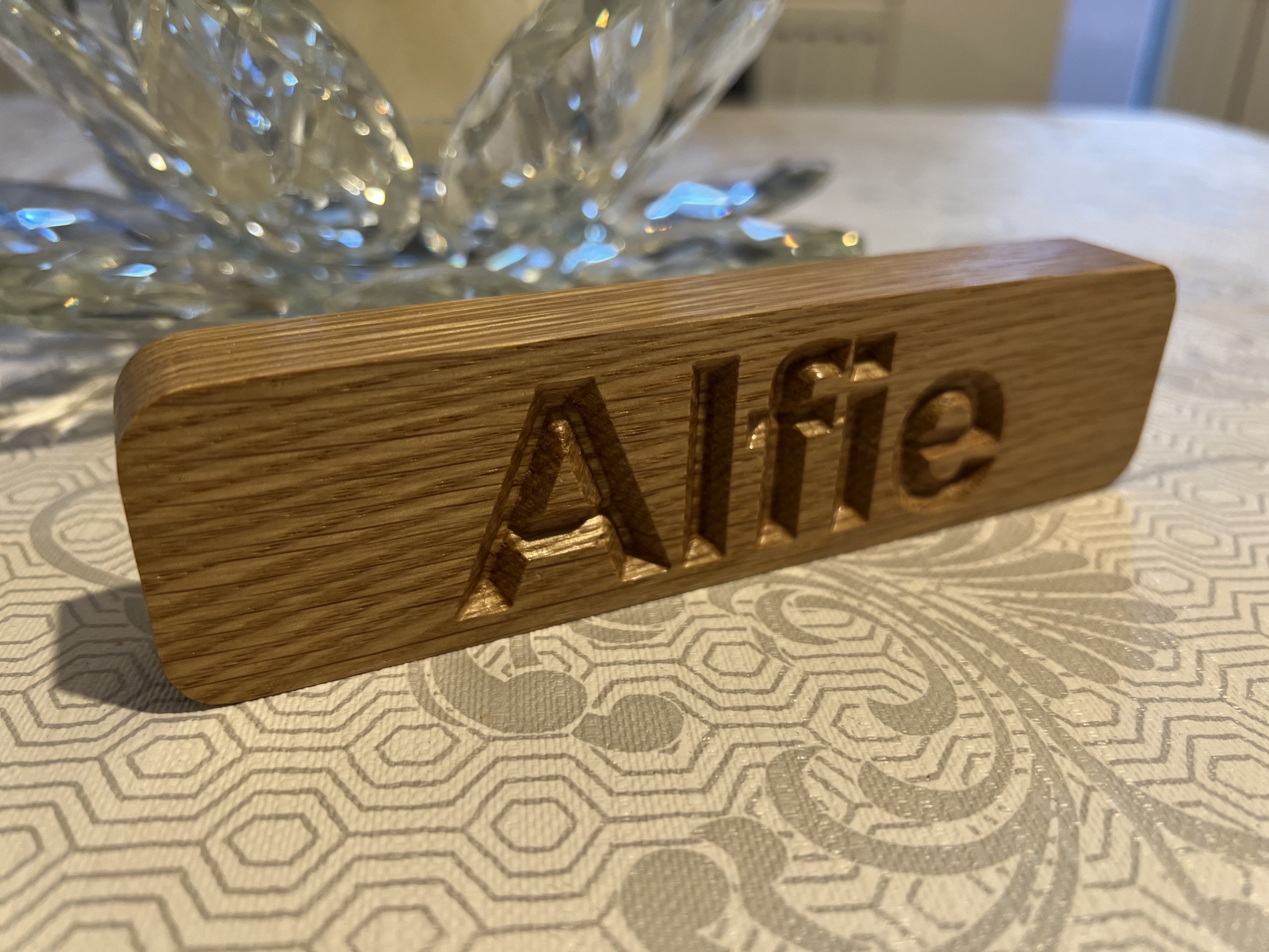 Personalised Wooden Name Board in Solid Oak - Image 6