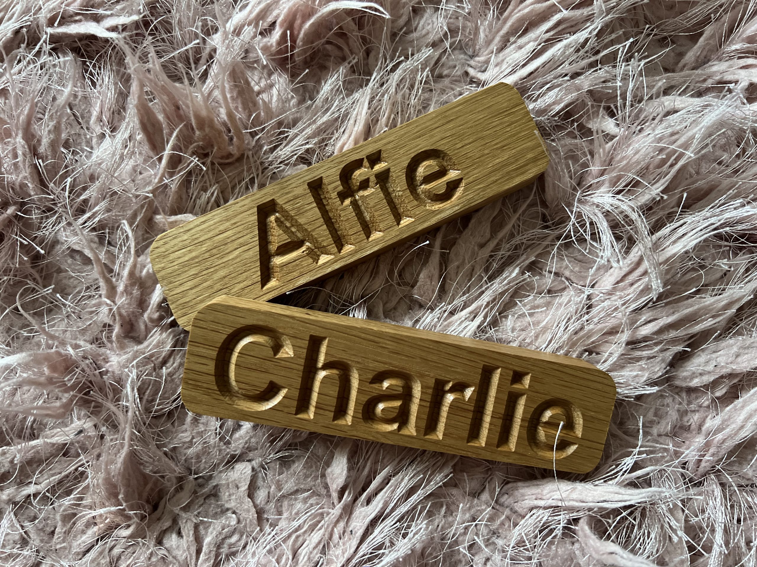 Personalised Wooden Name Board in Solid Oak