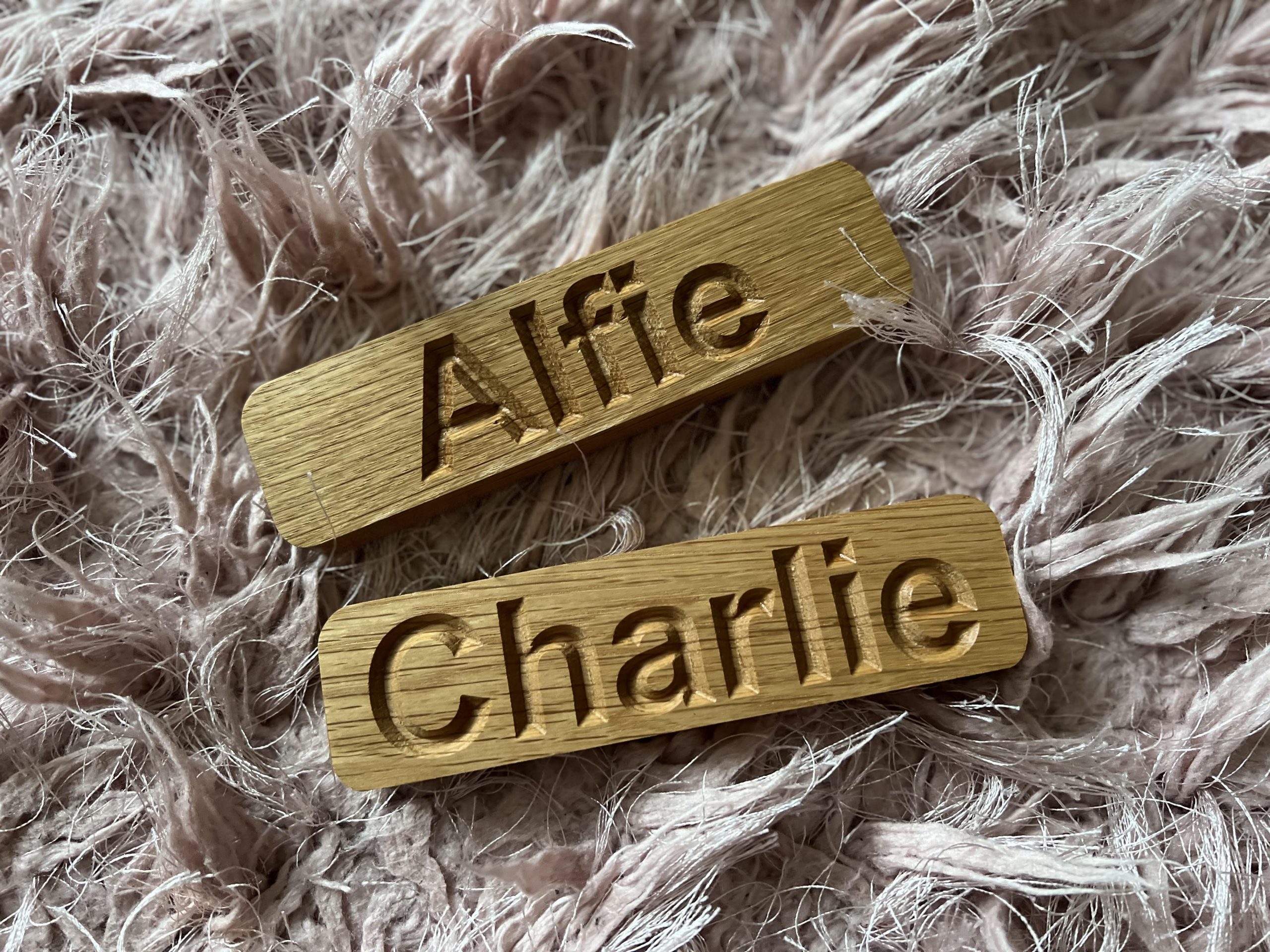 Personalised Wooden Name Board in Solid Oak - Image 2